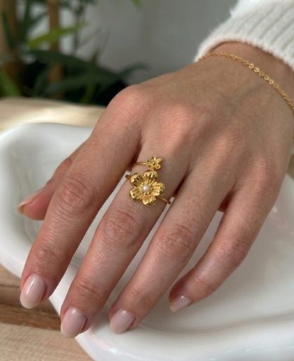 Anillo doble flor