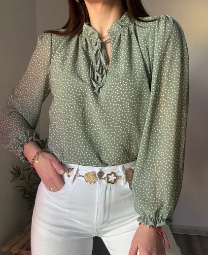 Blusa verde topos