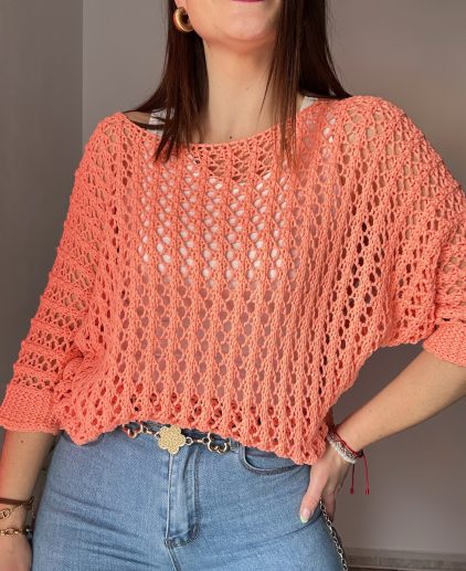 Suéter calado fluor