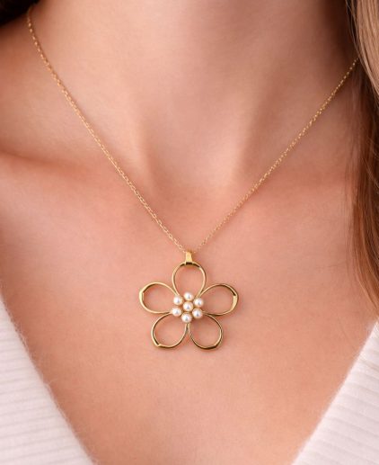 Colgante flor perlas