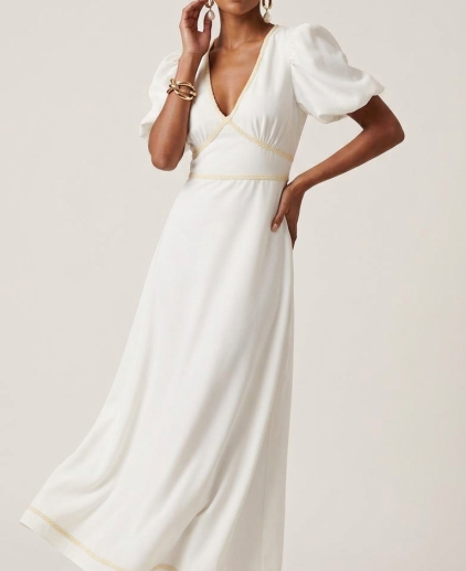 Vestido manga farol blanco