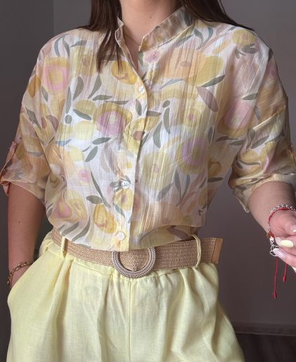 Blusa organza flores amarillas