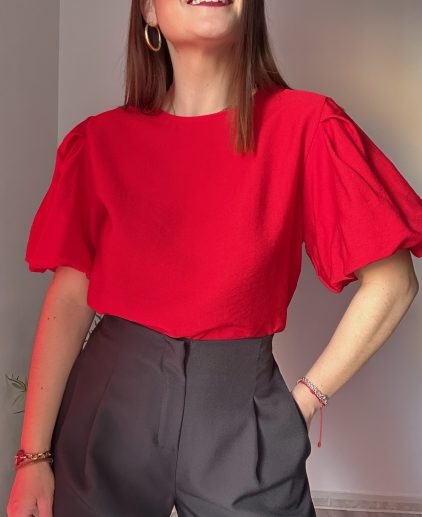 Camiseta Roja manga globo