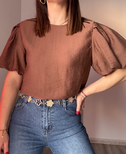 Camiseta Marrón manga globo
