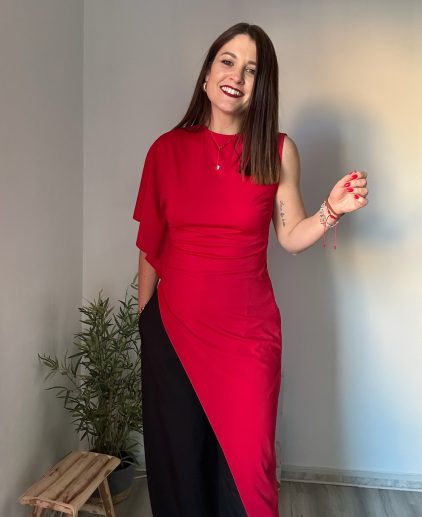 Camiseta larga asimétrica roja