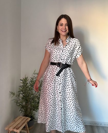 Vestido camisero blanco lunares