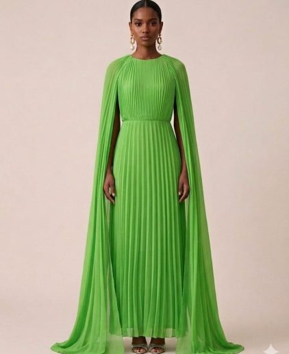 Vestido plisado verde