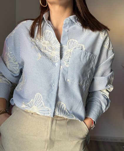 Camisa rayas bordada