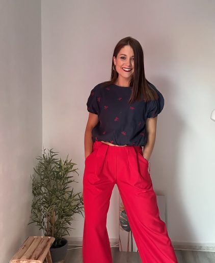 Pantalón pinzas rojo