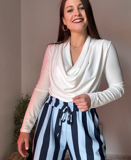 Blusa cuello redondo blanca