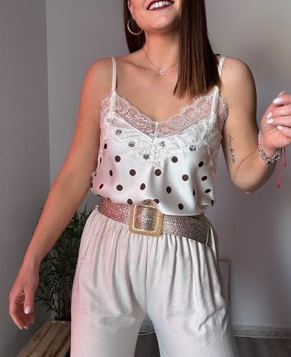 Lencero beige con lunares marrones