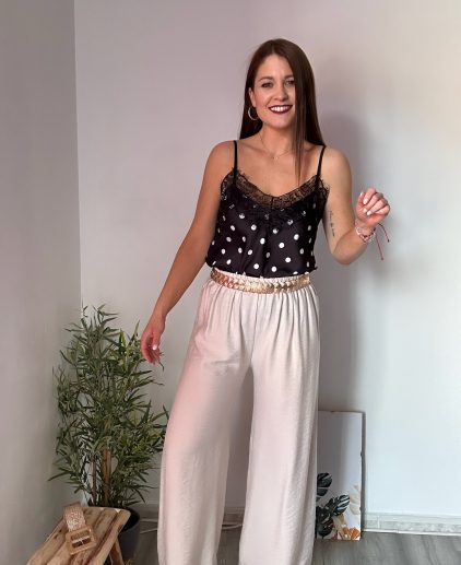 Pantalón fluido beige