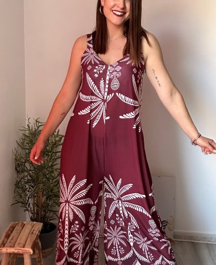 Mono burdeos estampado