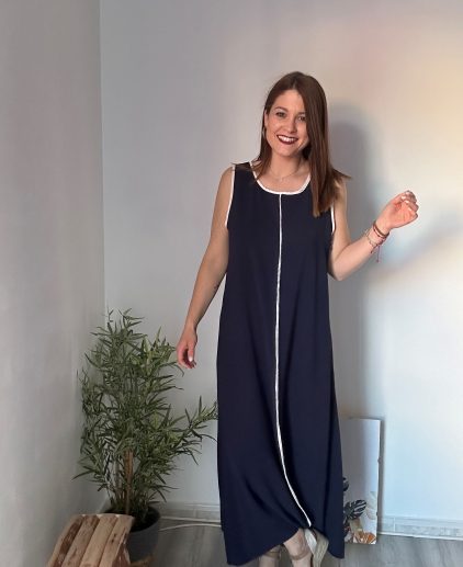Vestido largo azul marino
