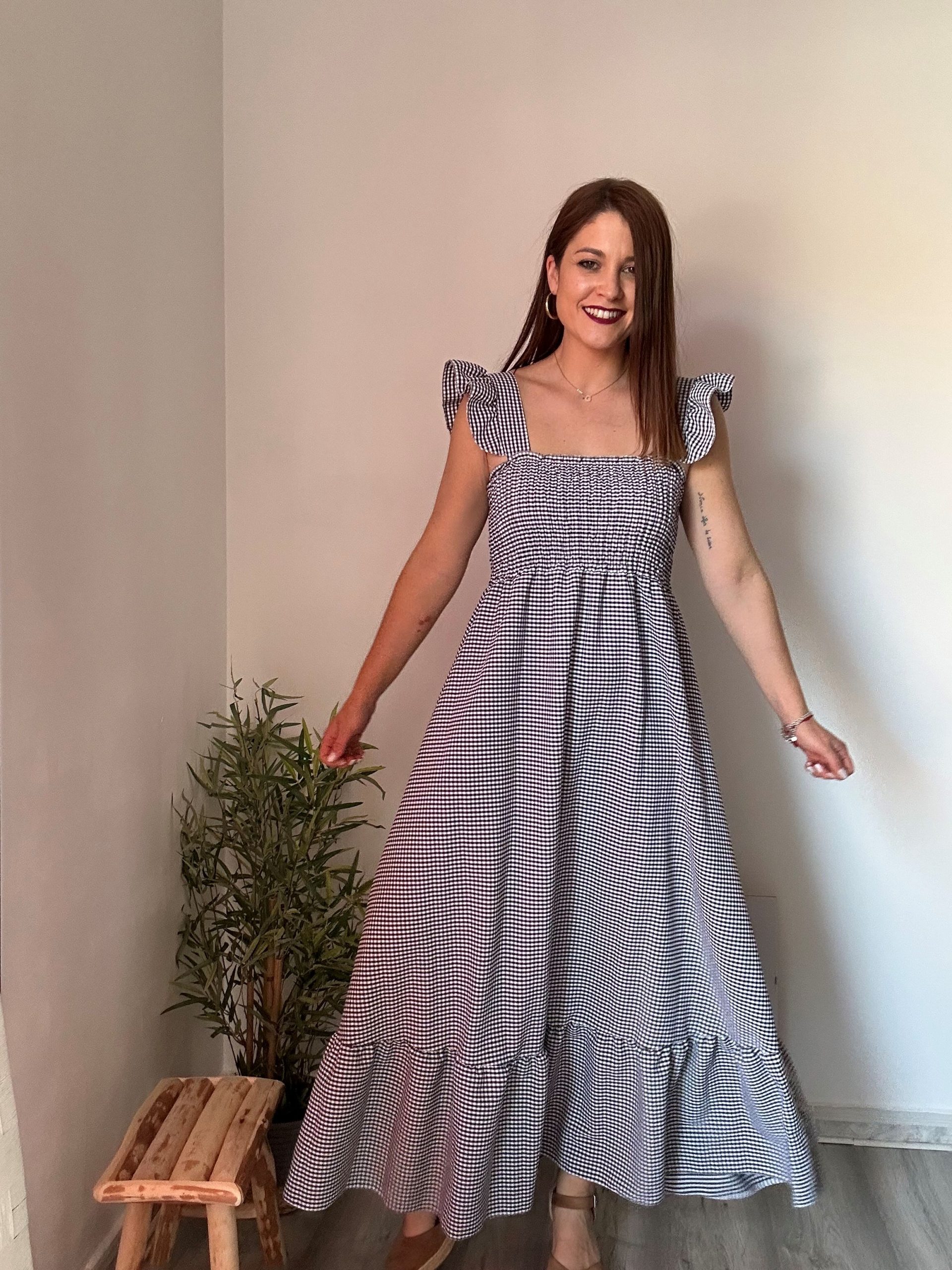 vestido vichy blanco y negro 1