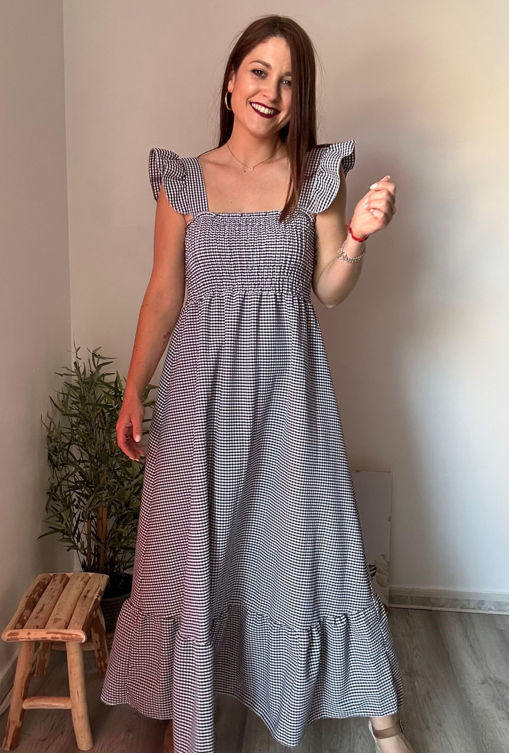 vestido vichy blanco y negro 3