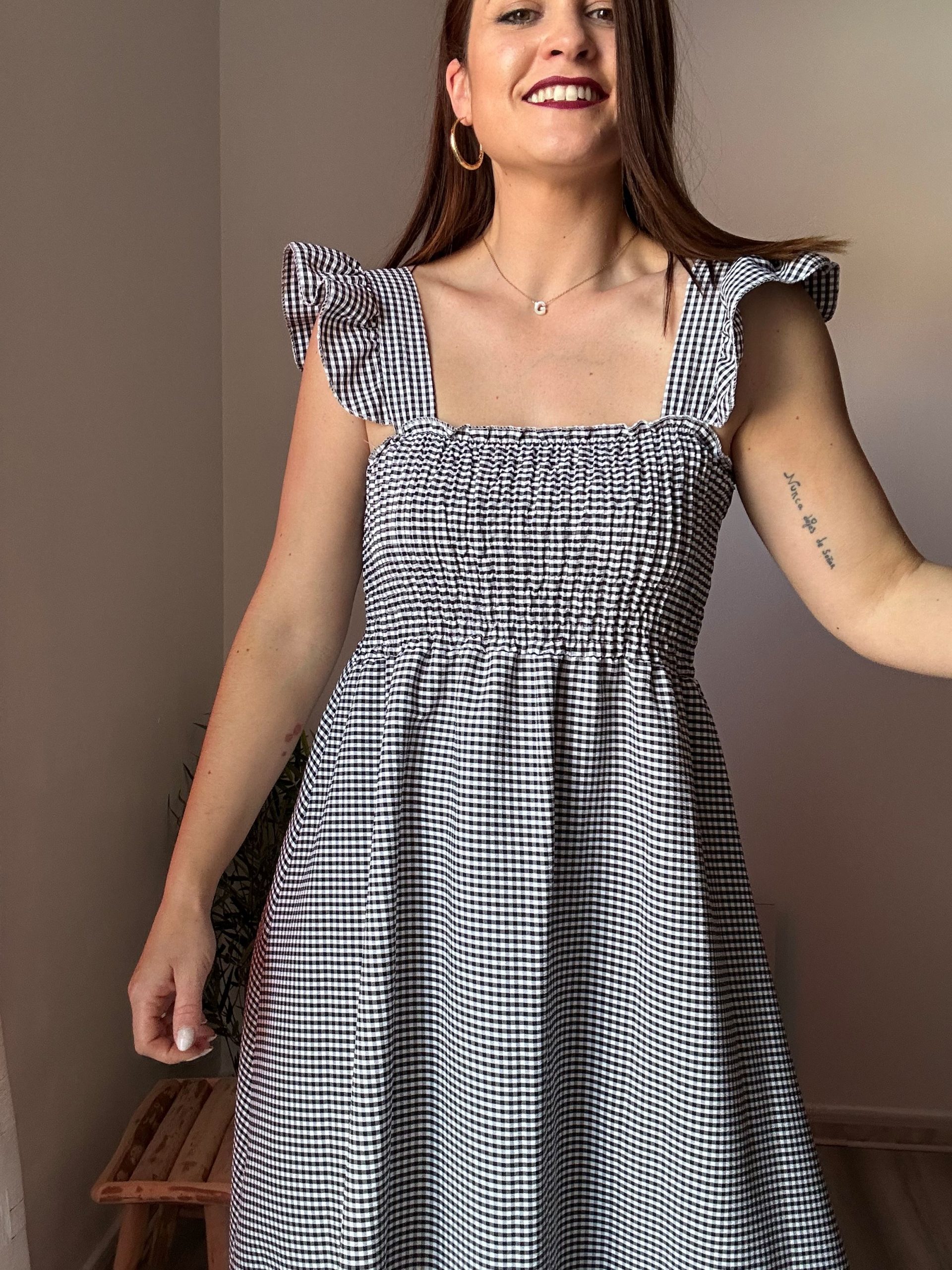 vestido vichy blanco y negro 6