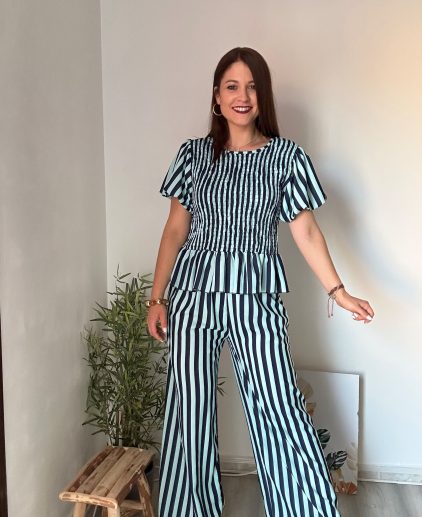 Conjunto rayas azul