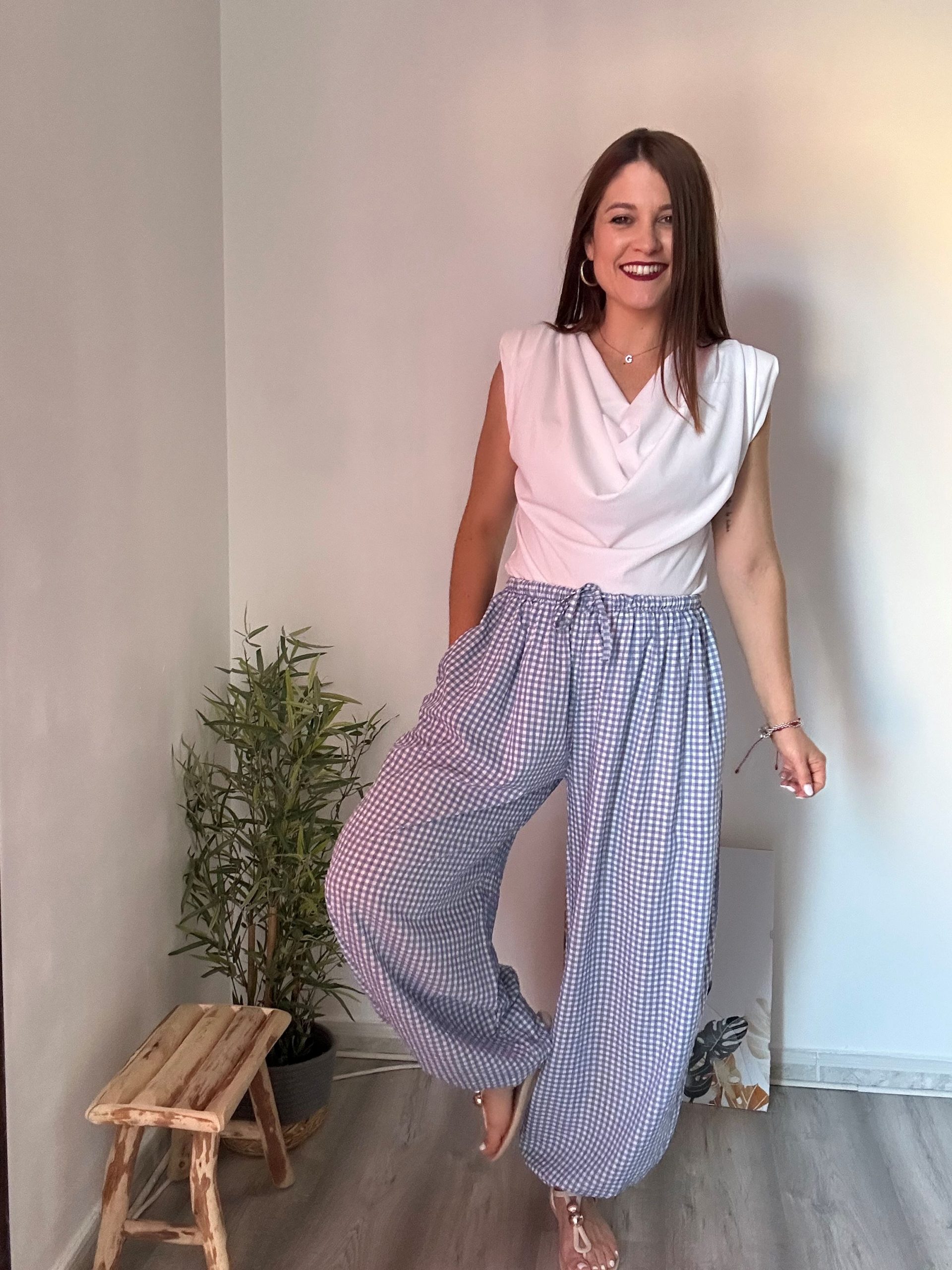 Pantalón bombacho vichy 1