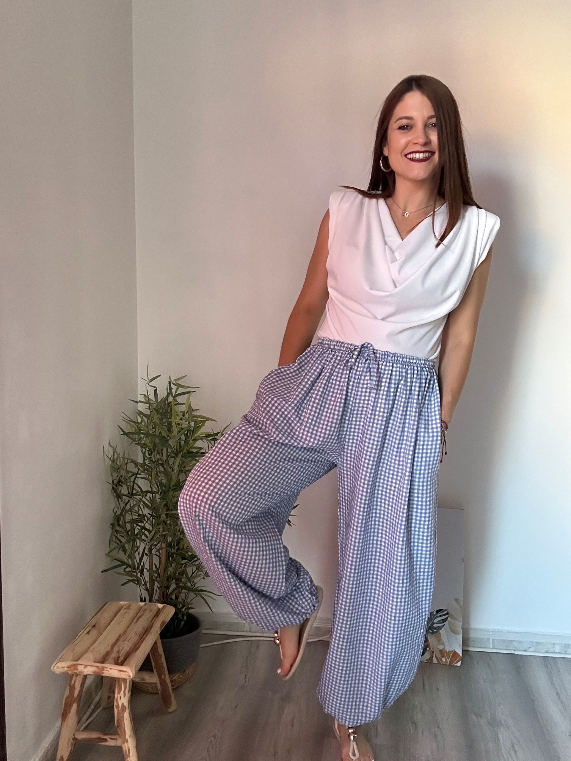 Pantalón bombacho vichy 2