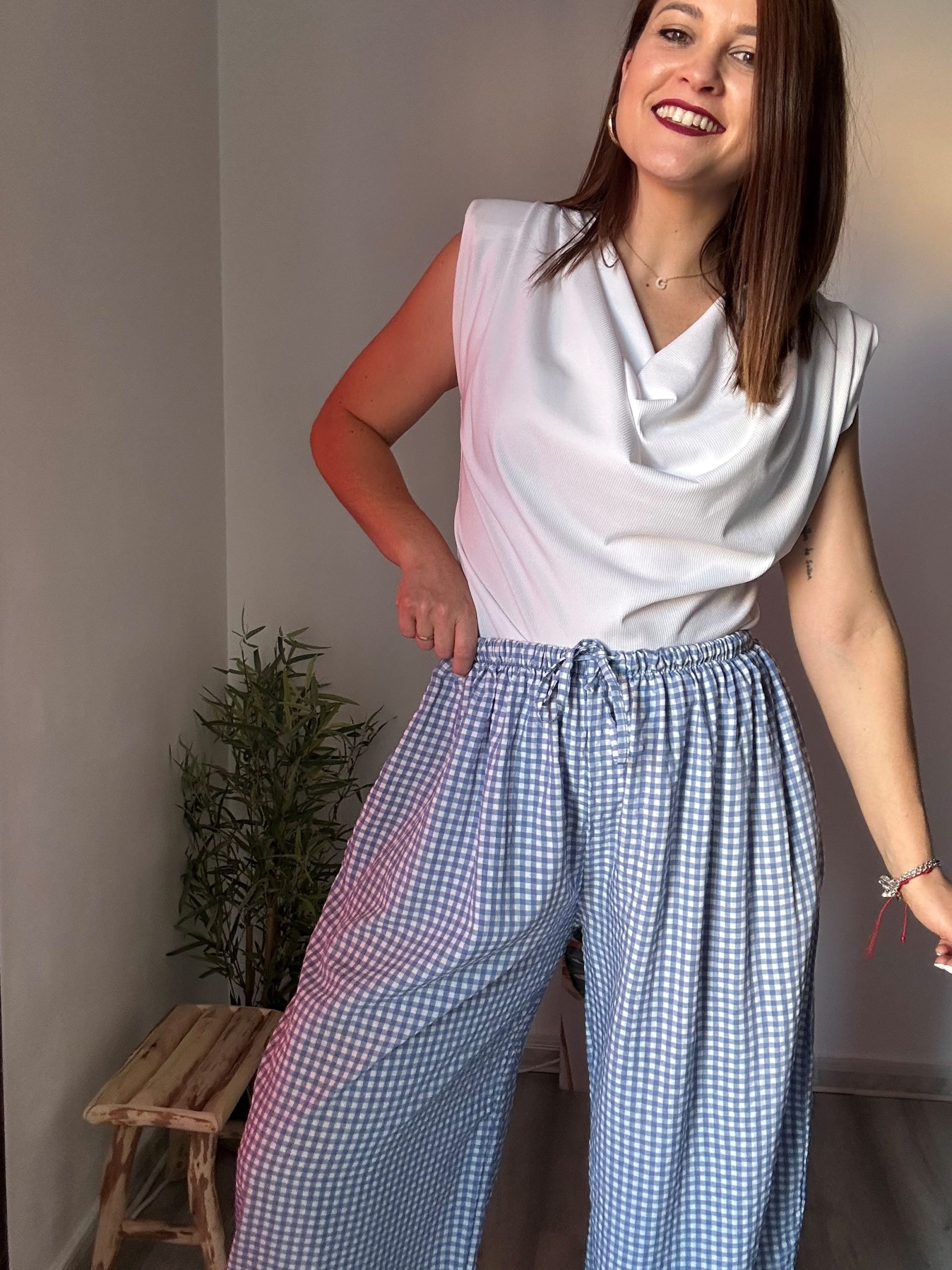 Pantalón bombacho vichy 3