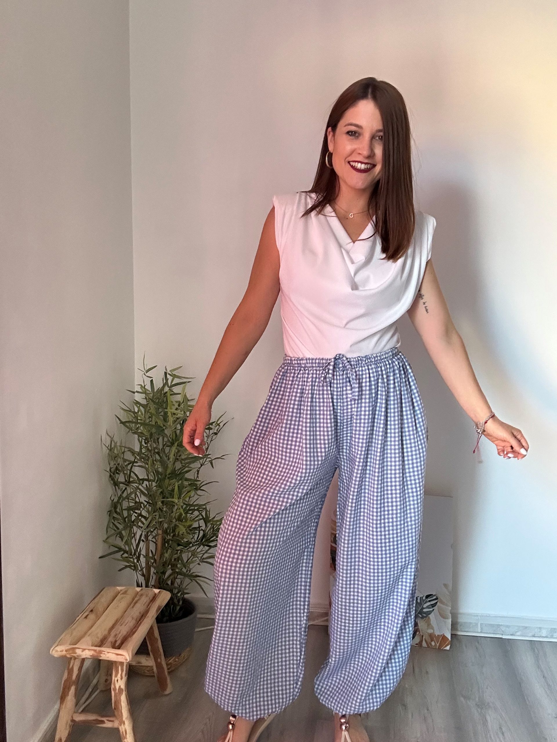 Pantalón bombacho vichy 5
