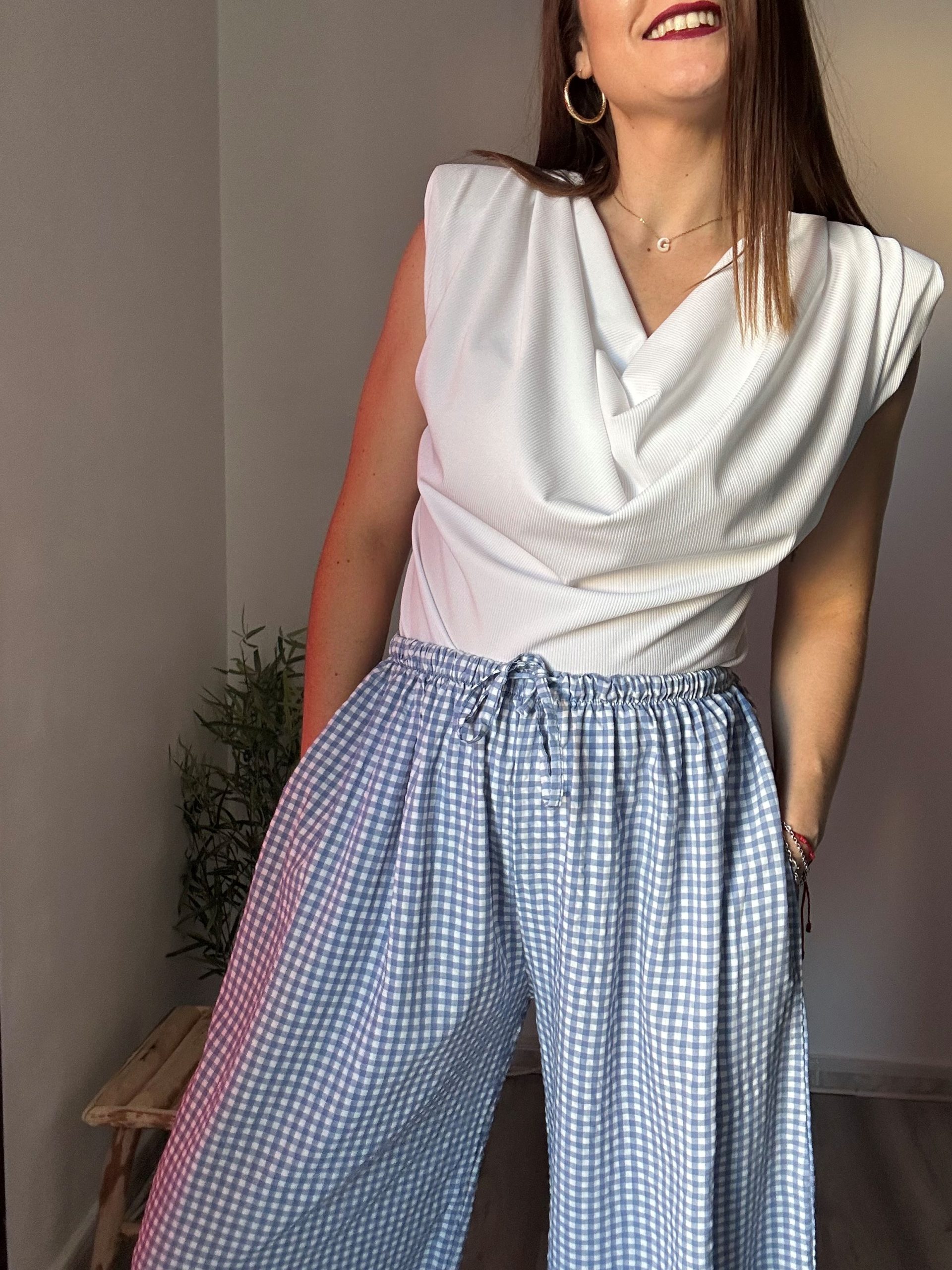 Pantalón bombacho vichy 7