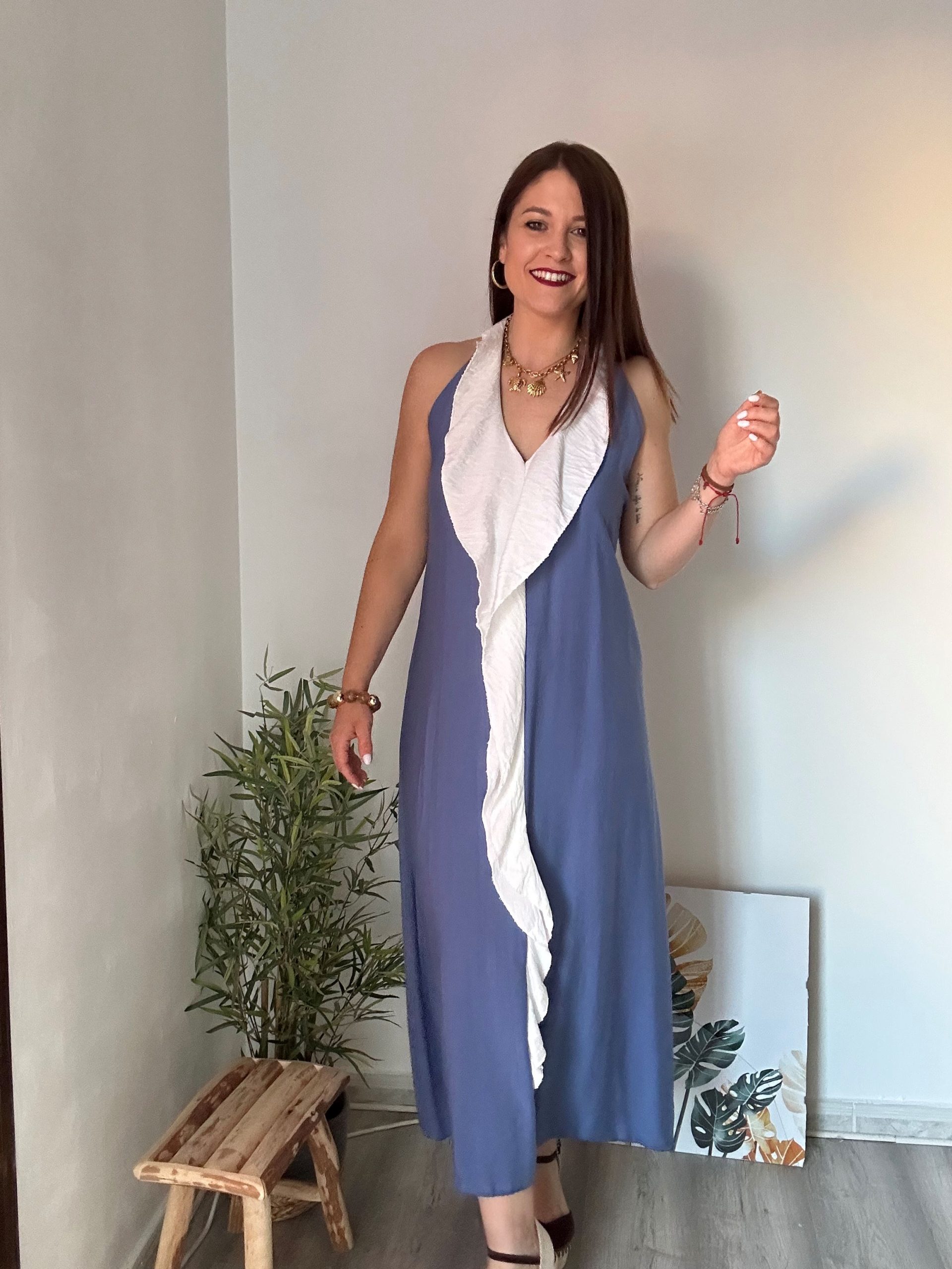 Vestido halter azul 5