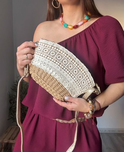 Cesta rafia y crochet