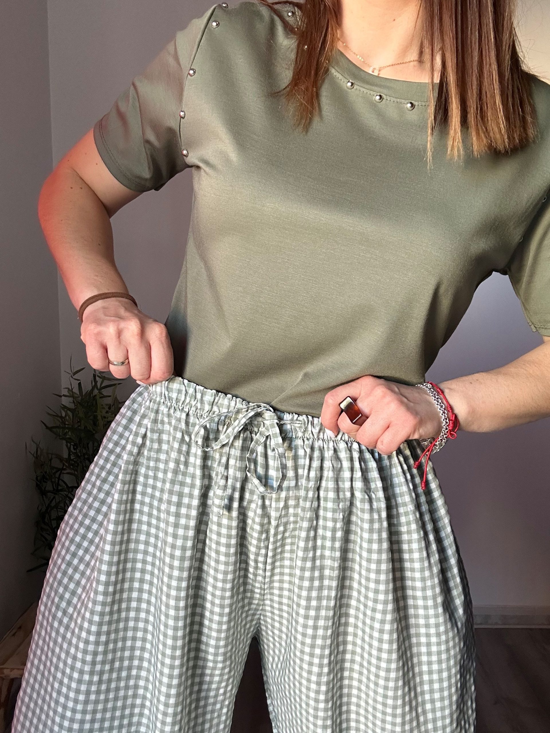 pantalón vichy verde 2