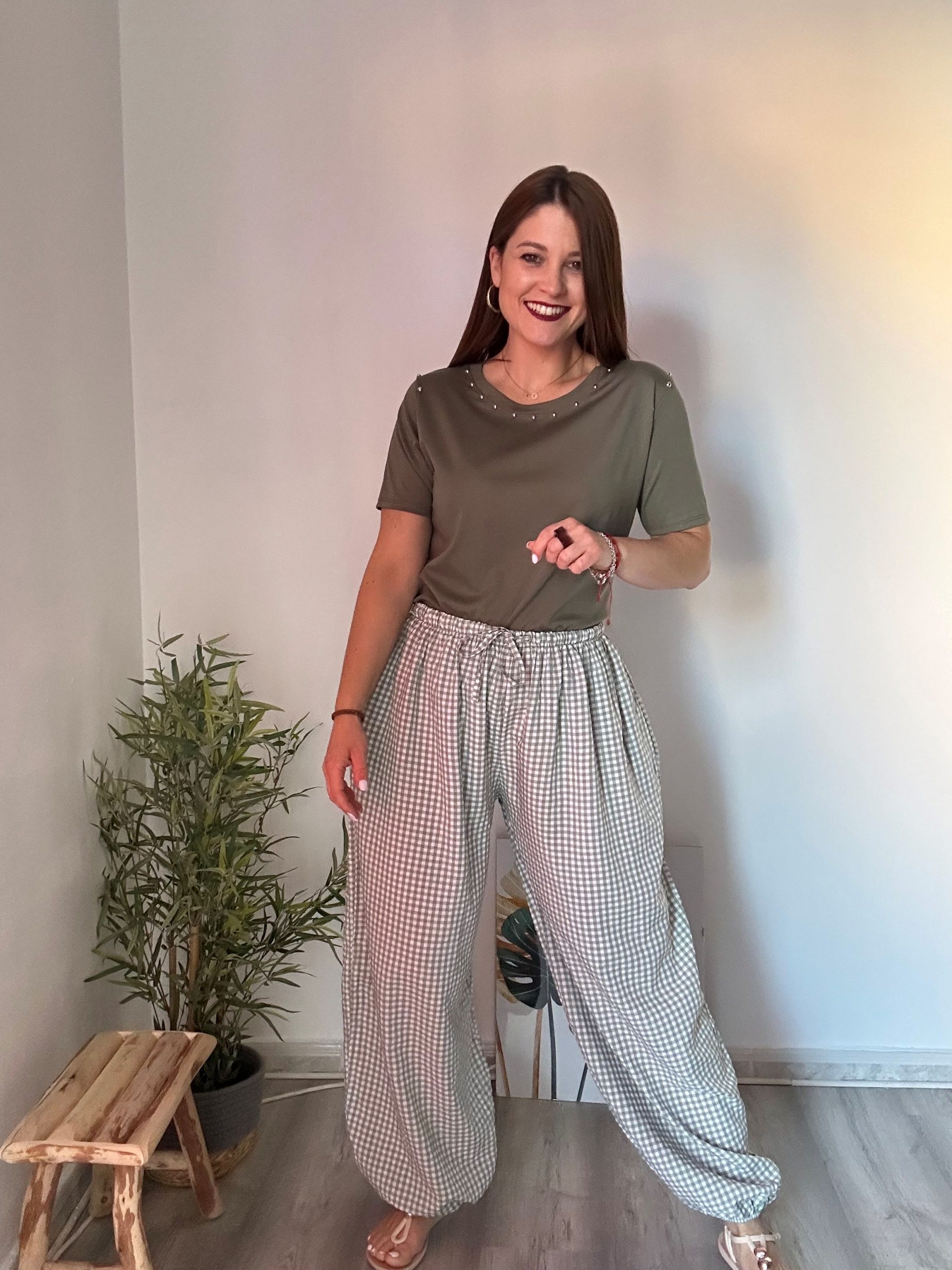 pantalón vichy verde 4