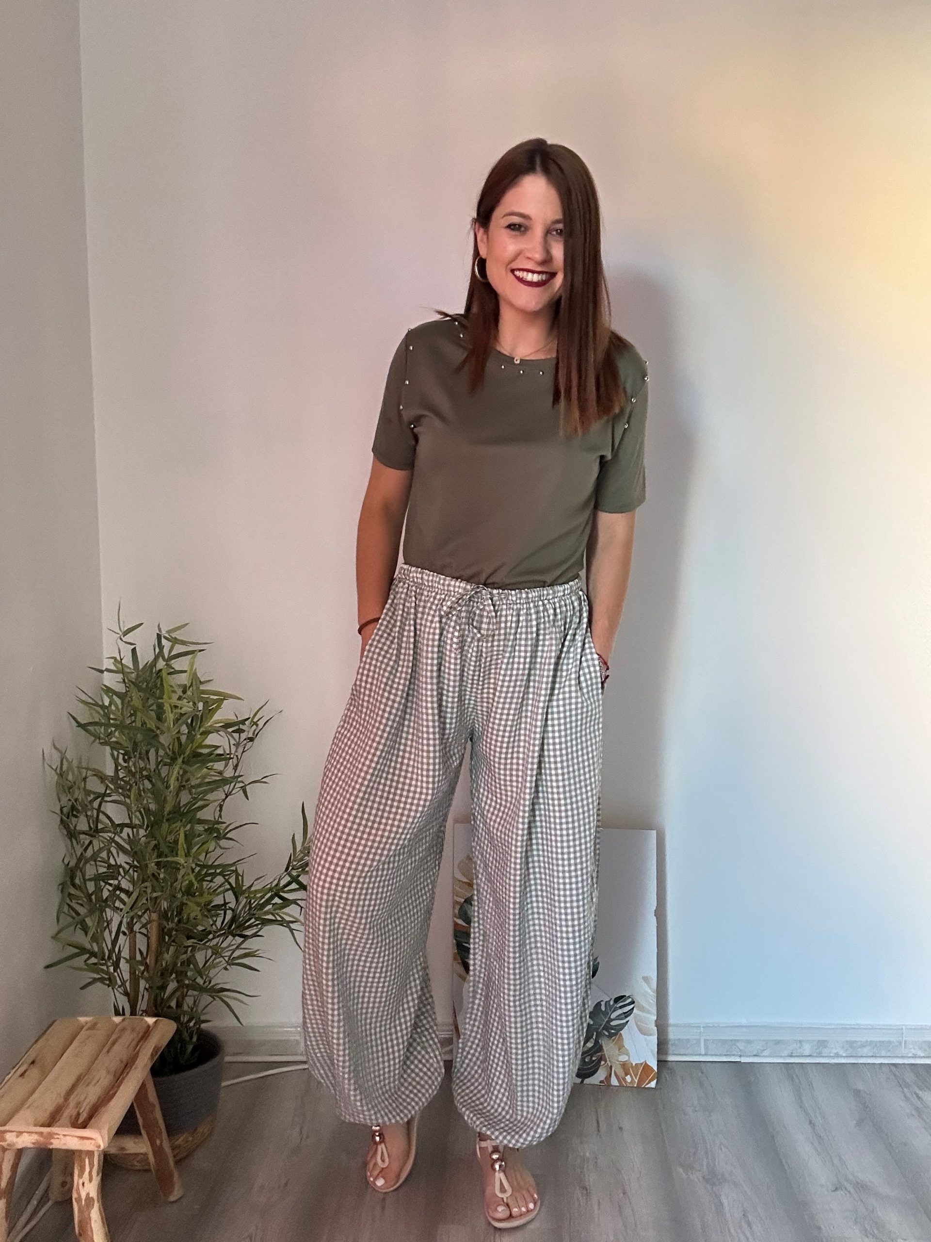 pantalón vichy verde 6