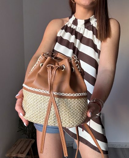 Saco rafia camel