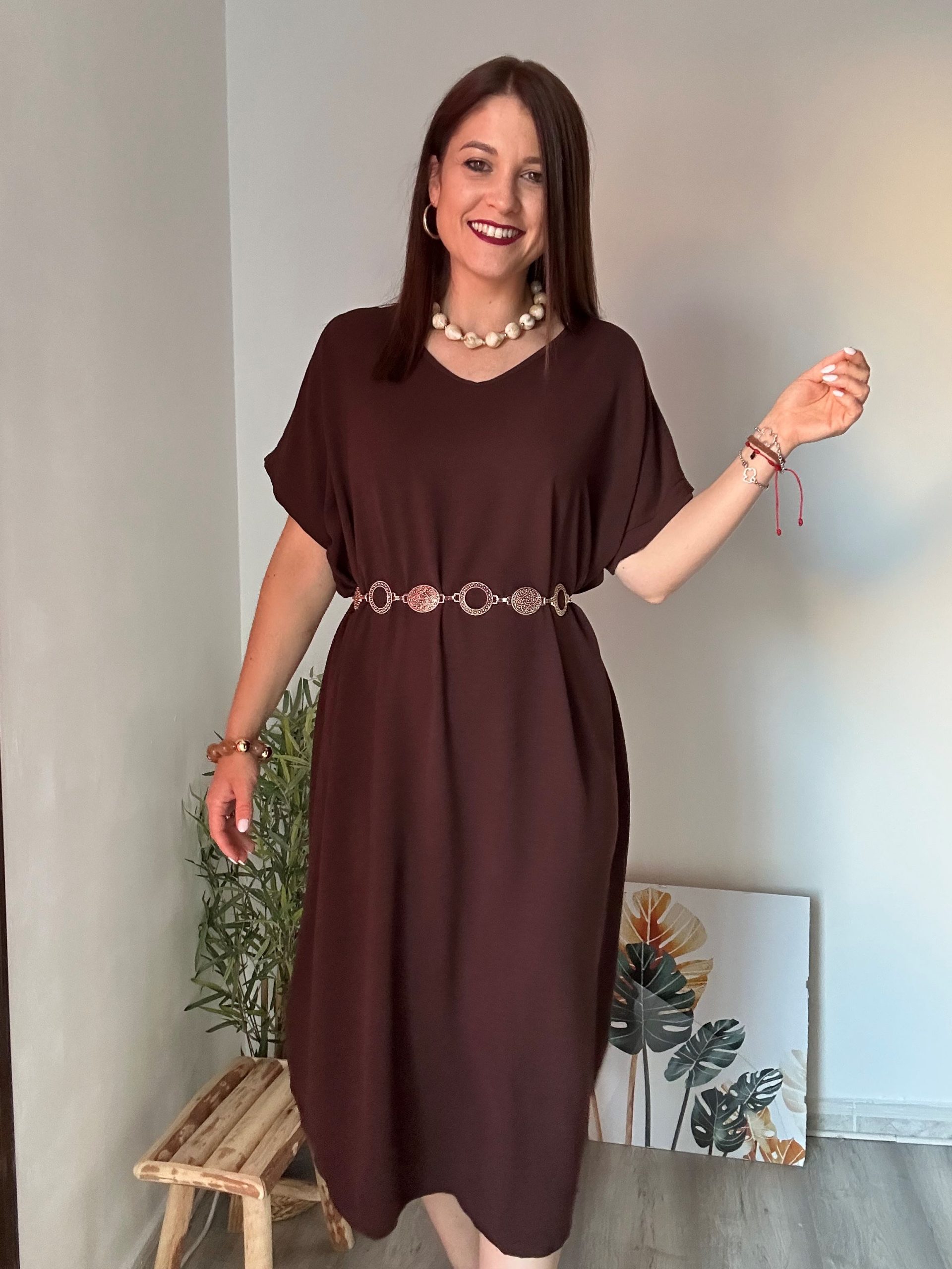 vestido recto marrón 3