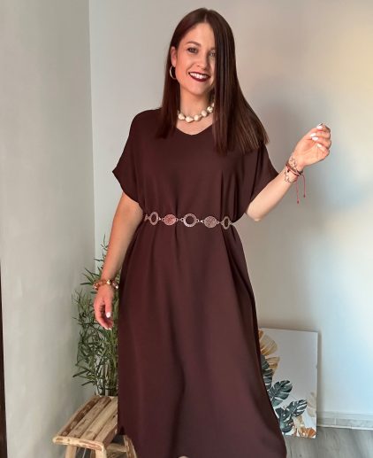 Vestido recto marrón