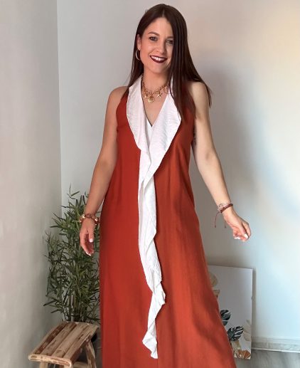 Vestido halter teja