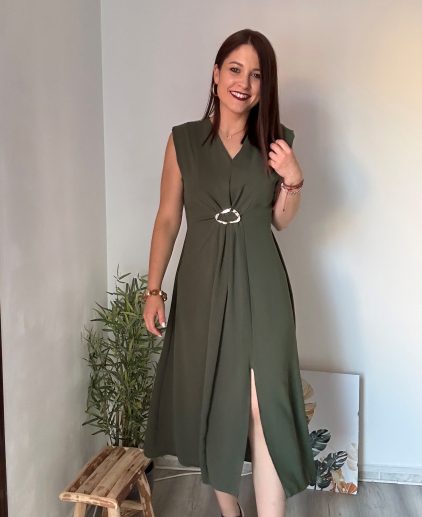 Vestido abalorios verde
